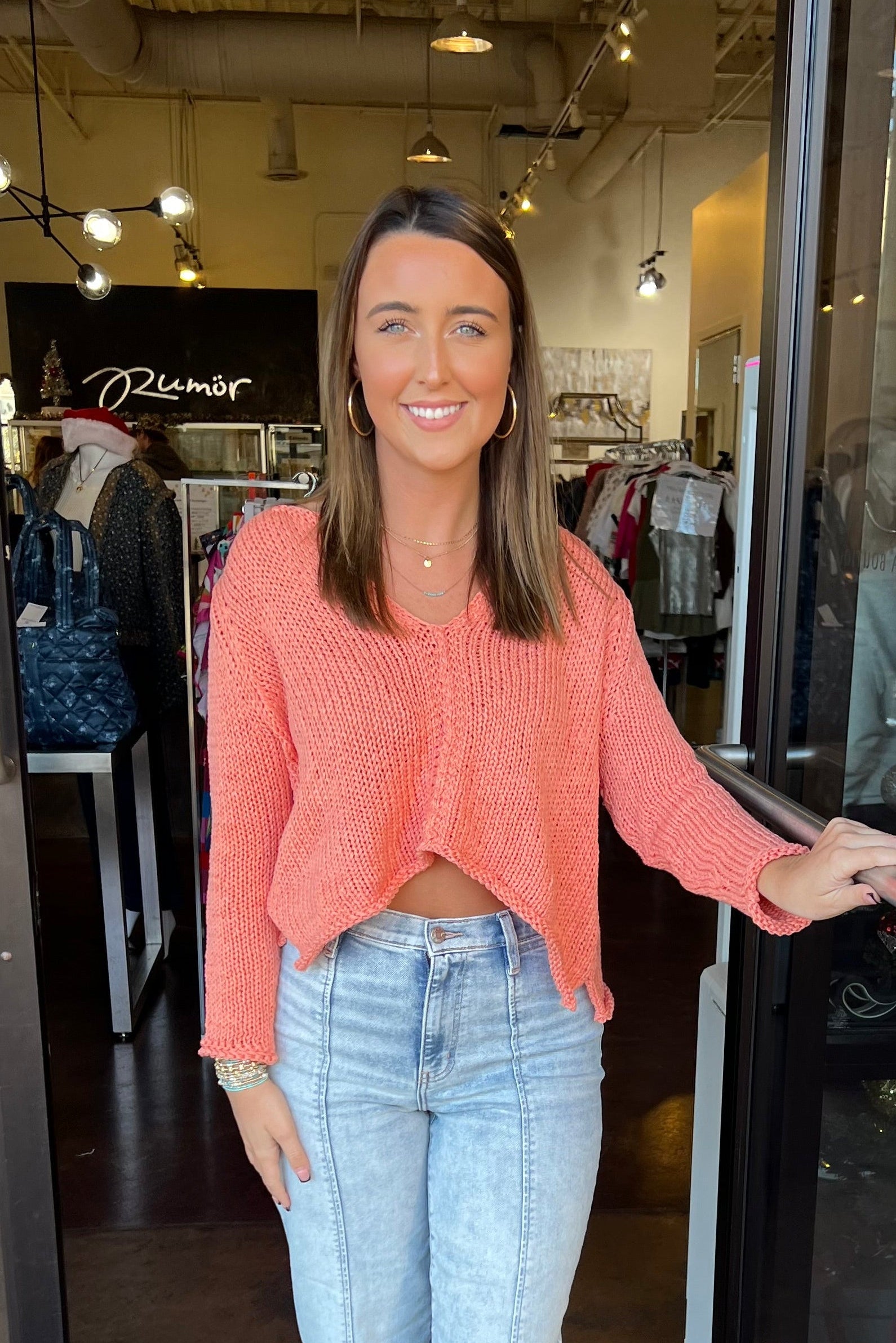 Julianna Chunky Sweater Top - Soft Apricot