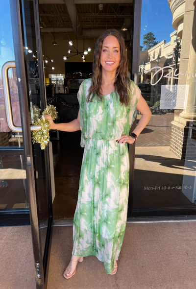 Magnolia Print Maci Dress - Green