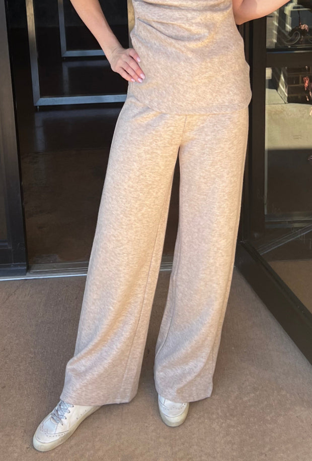 High Waisted Knit Pant - Taupe