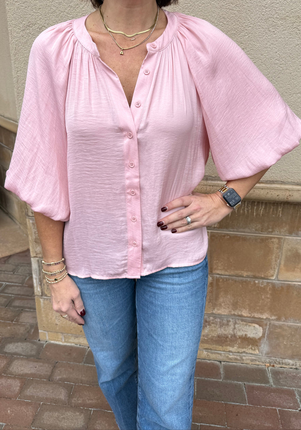 Plenty of Love Bubble Blouse - Bloom Pink