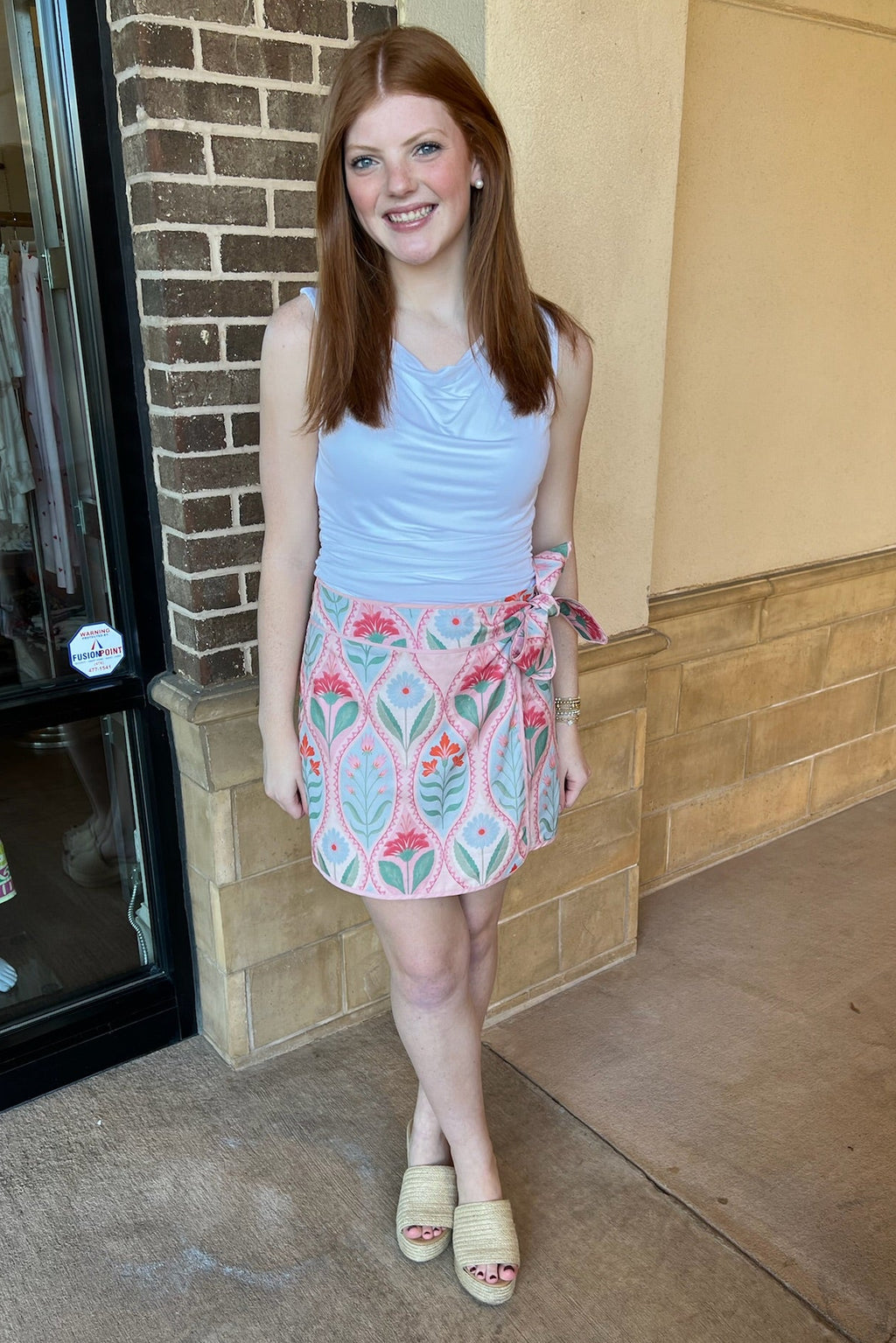 Tilly Mini Wrap Skort - Petal Trellis