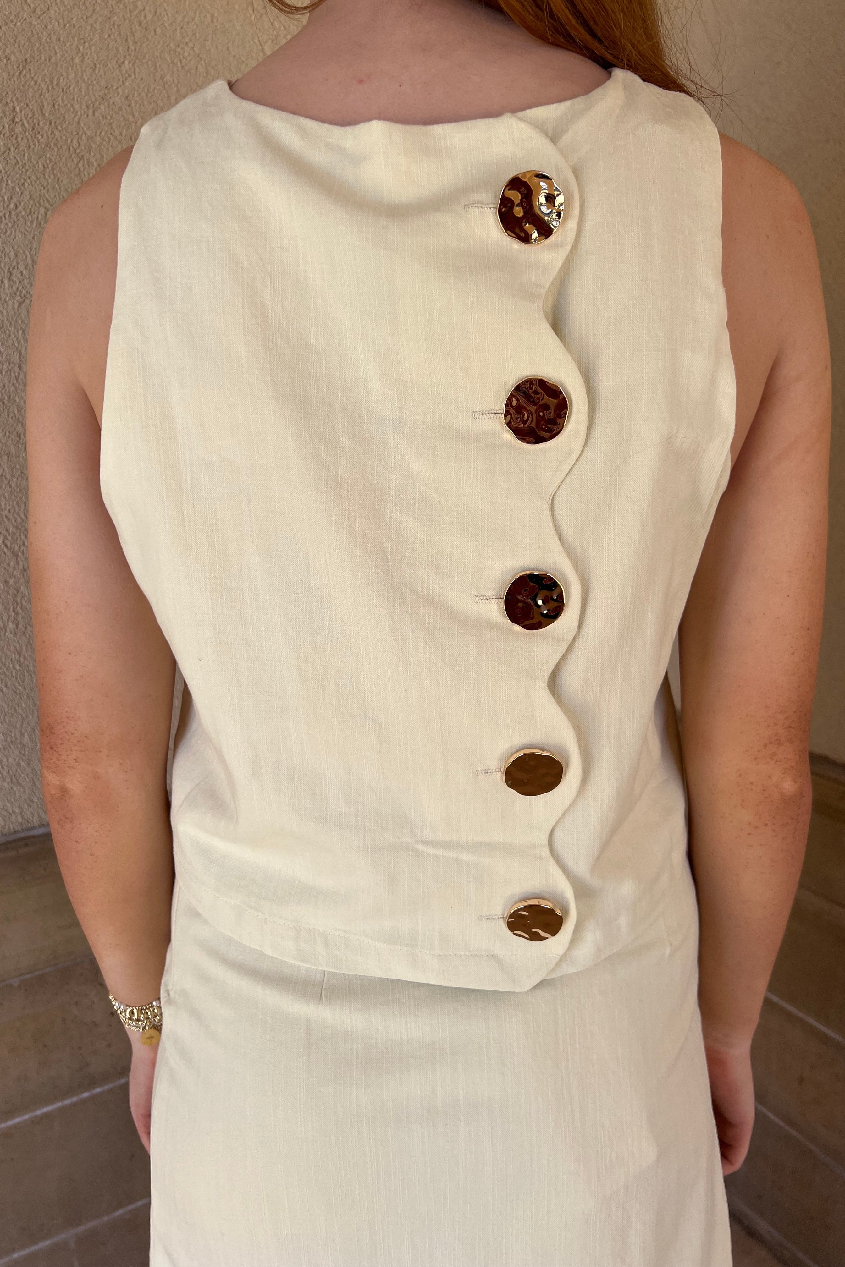 Mod Buttoned Top - Pastel Yellow