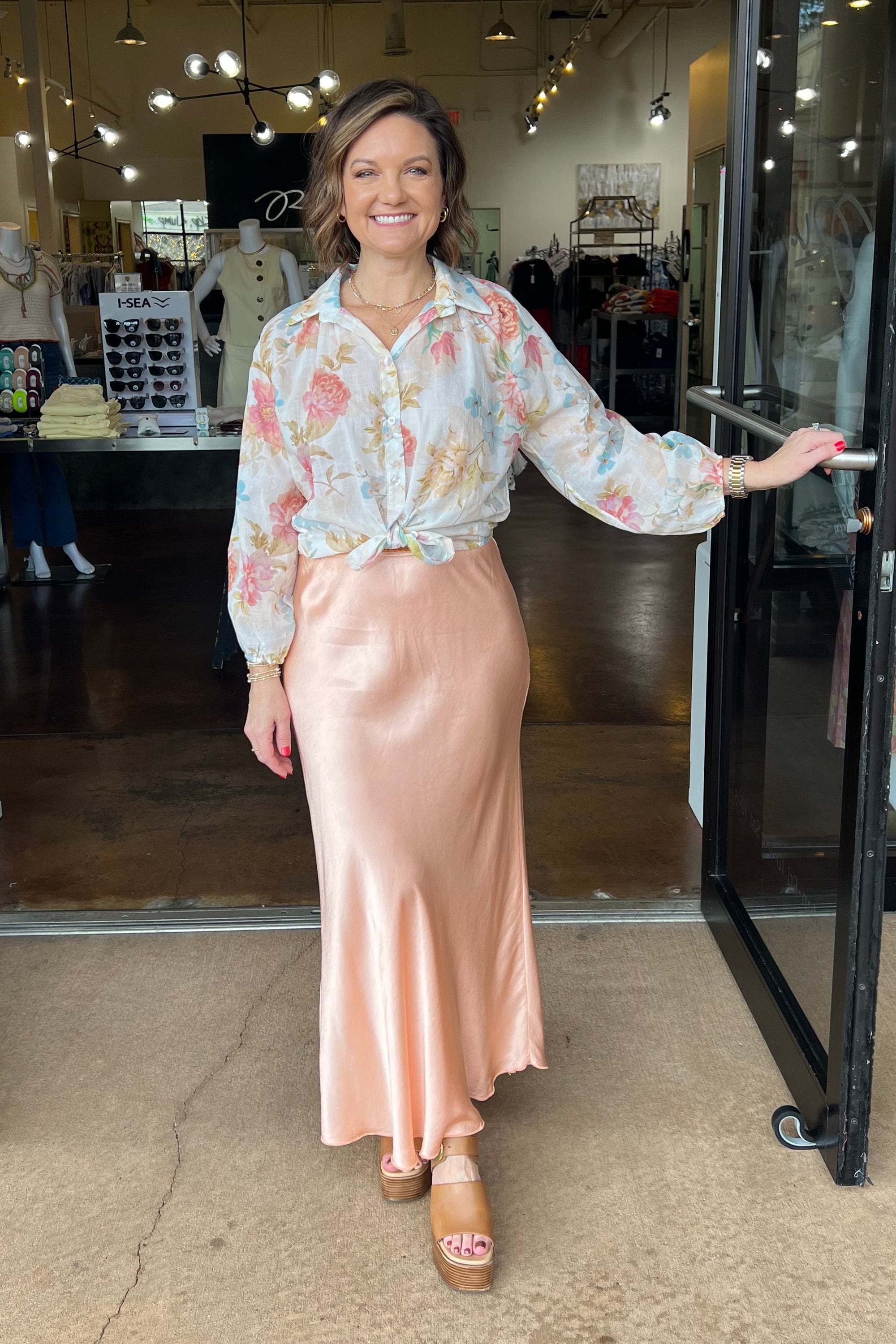 Silky Slip Skirt - Salmon
