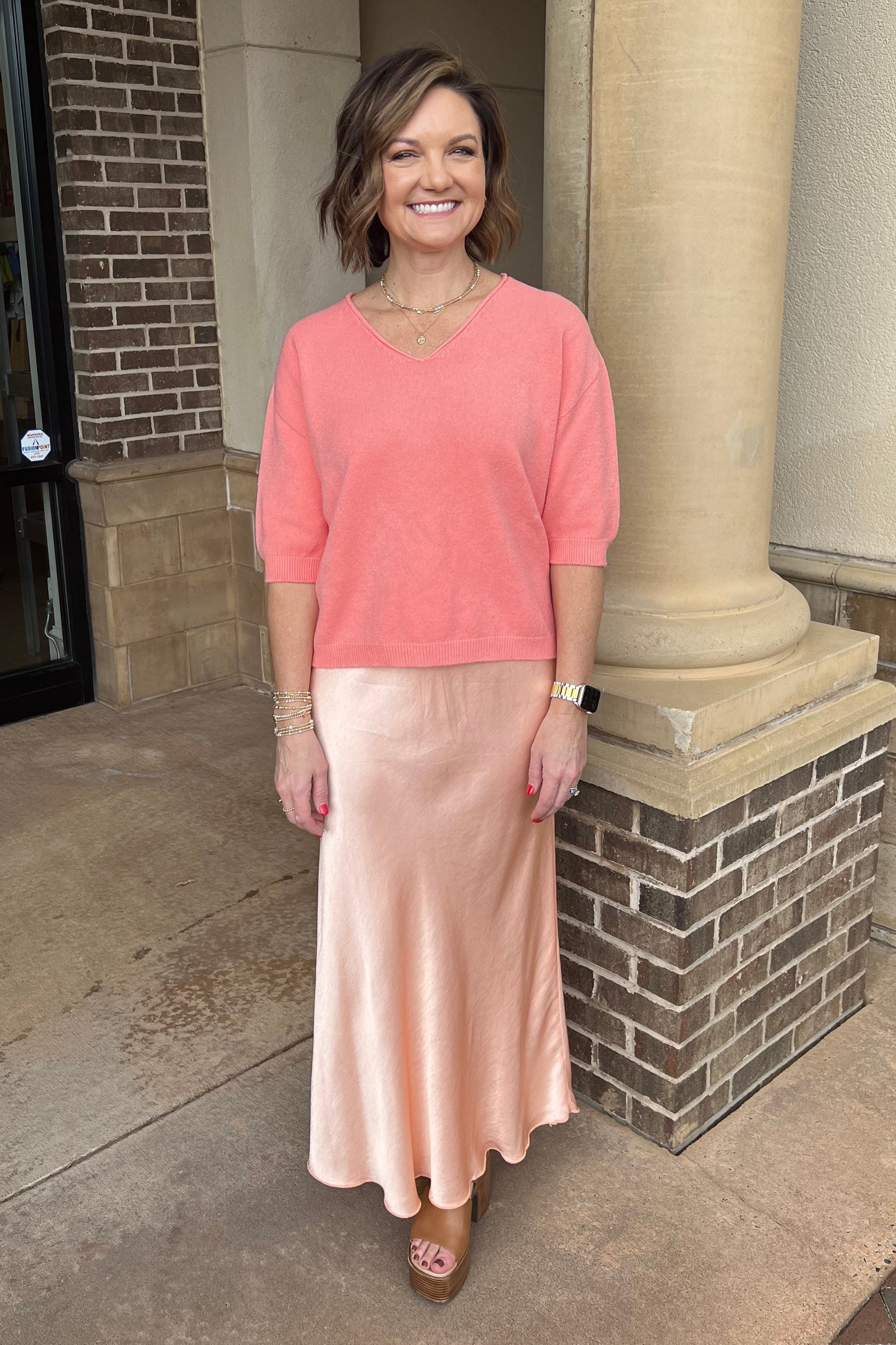 Silky Slip Skirt - Salmon