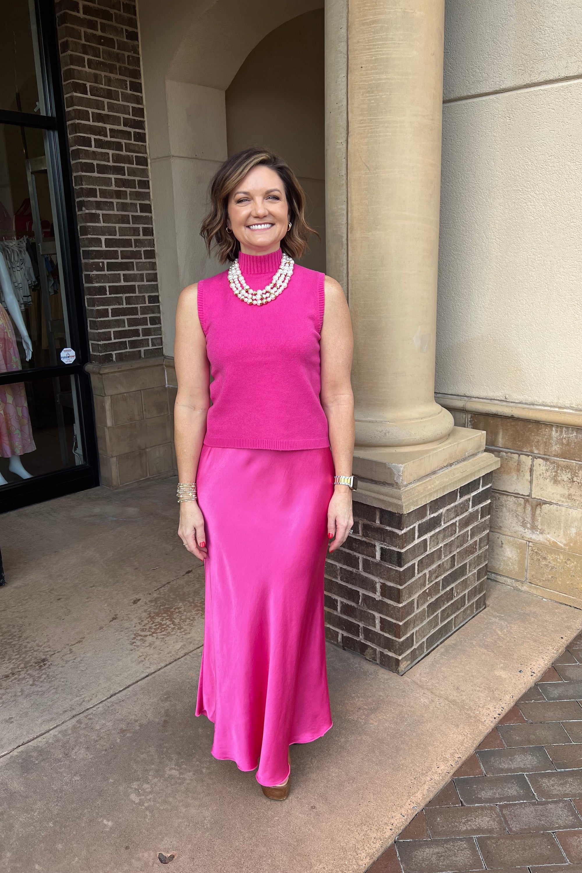Silky Slip Skirt - Fuchsia