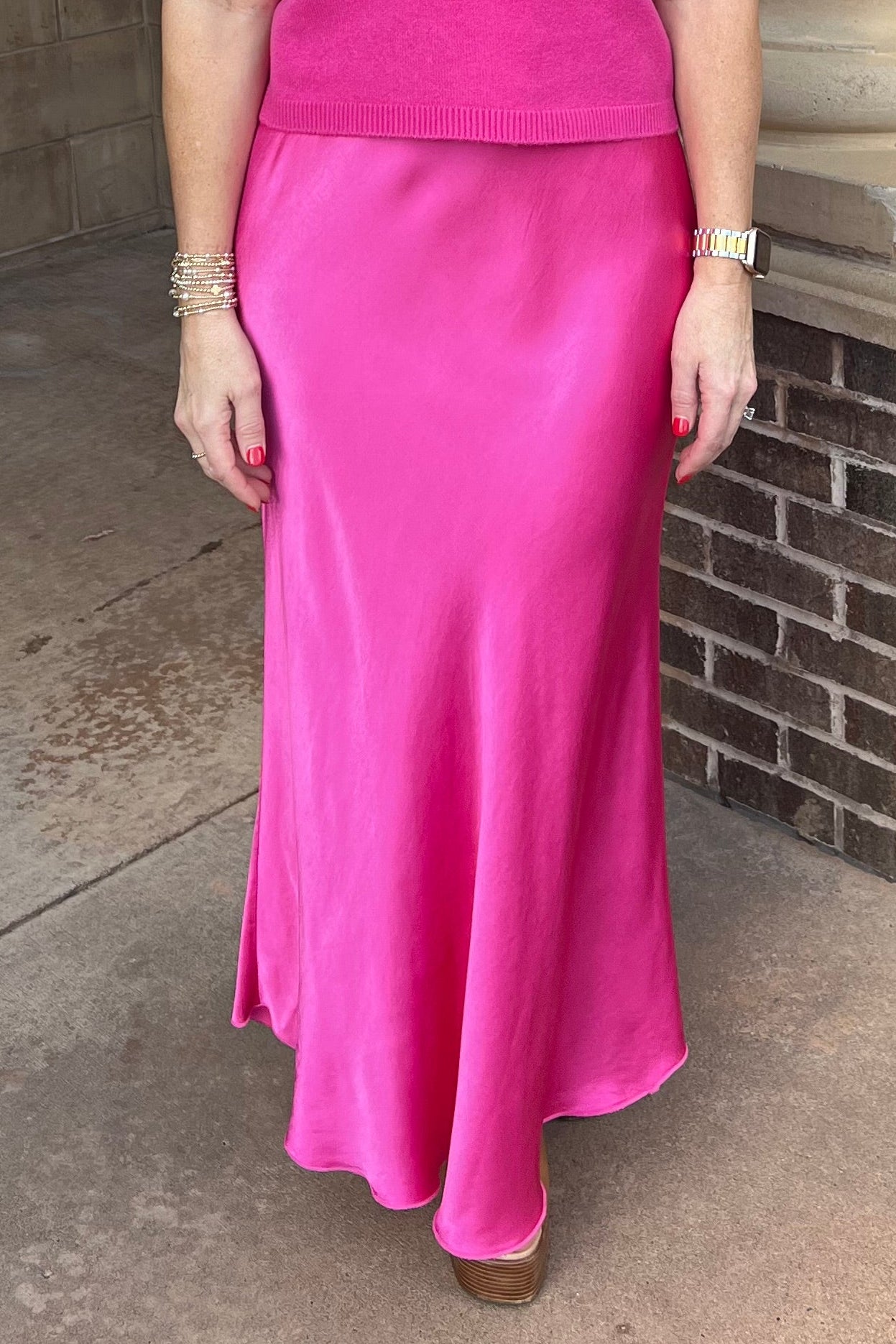 Silky Slip Skirt - Fuchsia