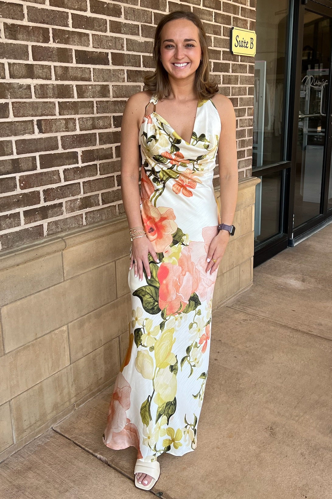 Floral Print Halter Maxi Dress - Multi L Floral Print Halter Maxi Dress - Multi L