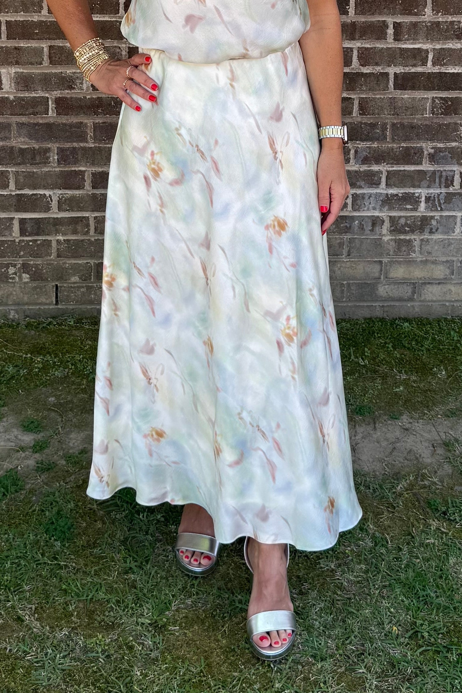 Barbara Satin Skirt - Mint