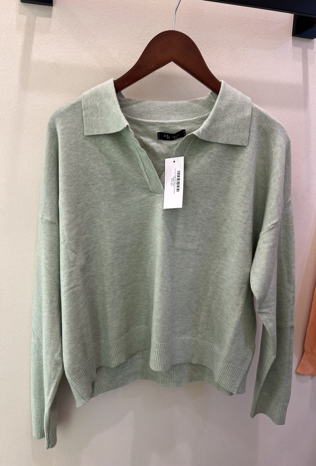 Johnny Collar Pullover Sweater - Green