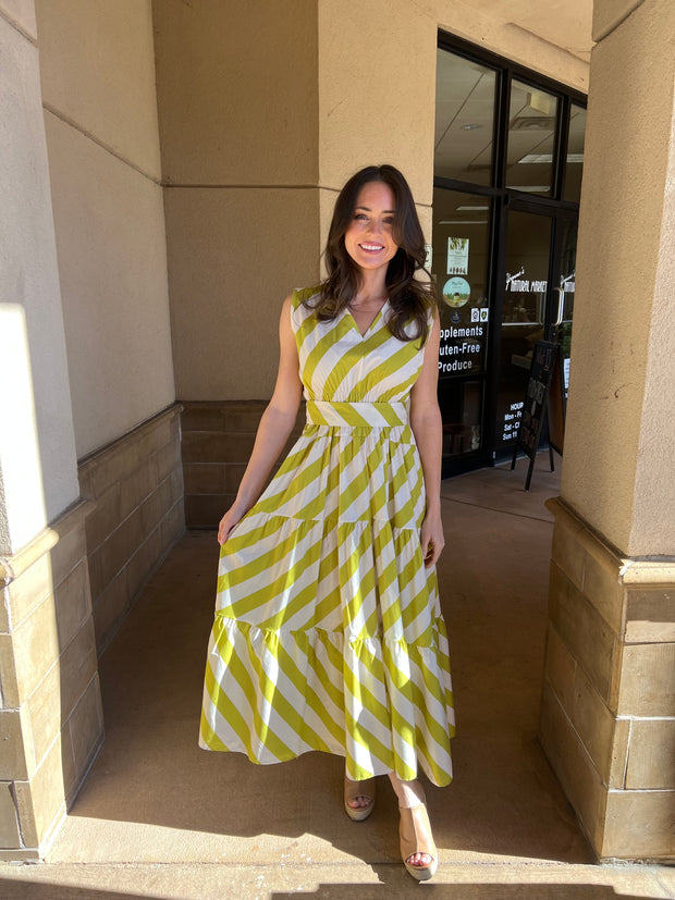 Haven Sleeveless V-Neck Tiered Maxi Dress - Pistachio