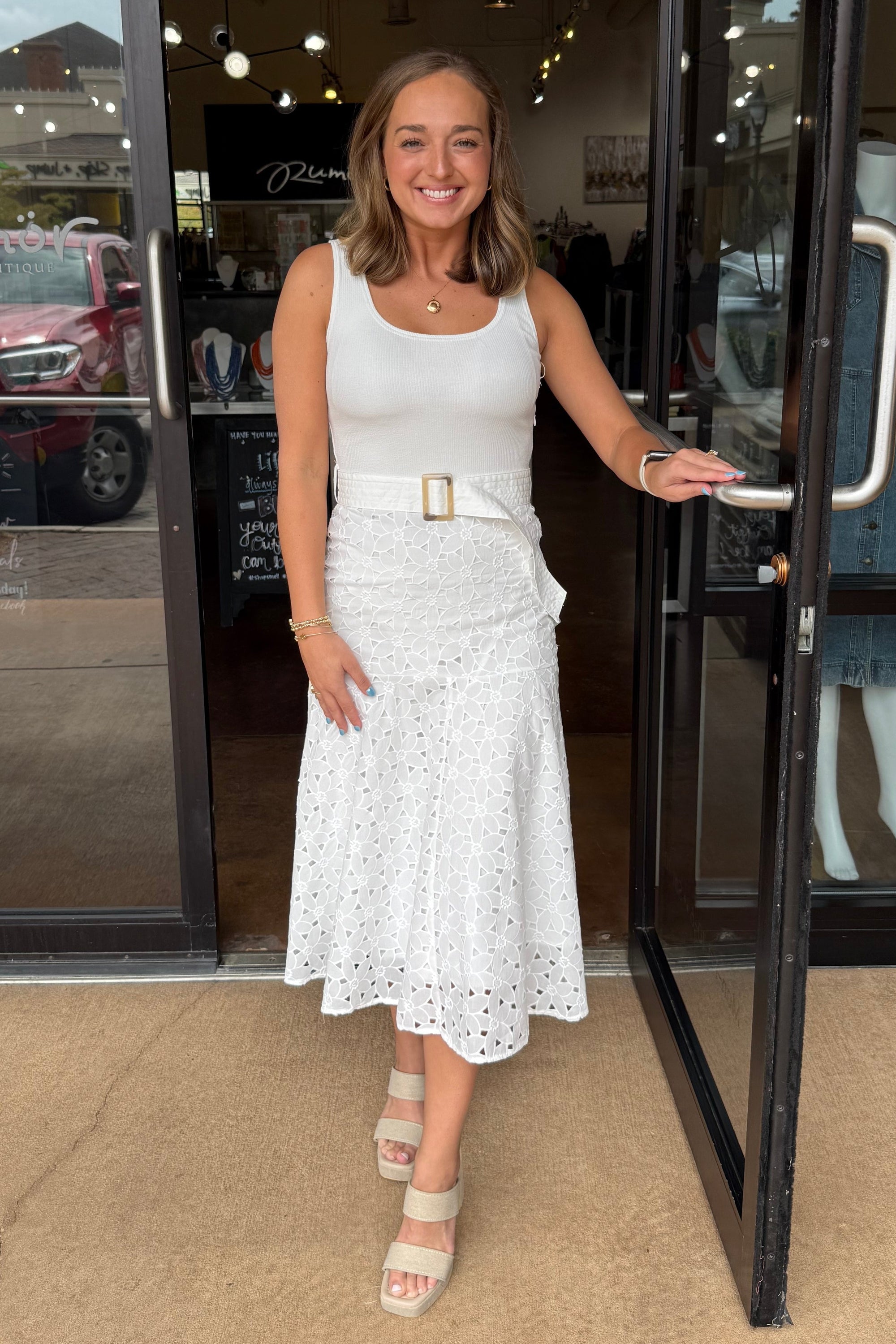 Venetian Eyelet Dress - White XS Venetian Eyelet Dress - White XS
