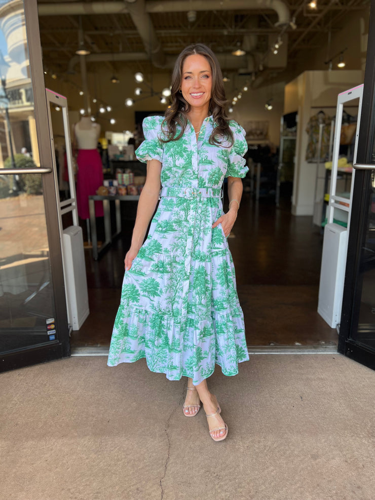 Georgia Midi Dress - Toile Print