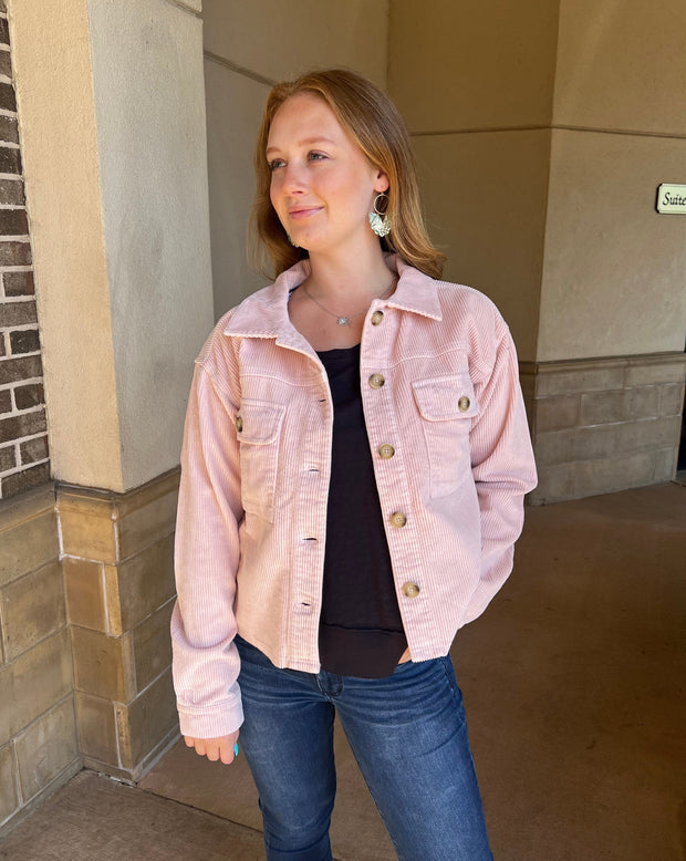 Long Sleeve Boxy Jacket "Pink Peach"