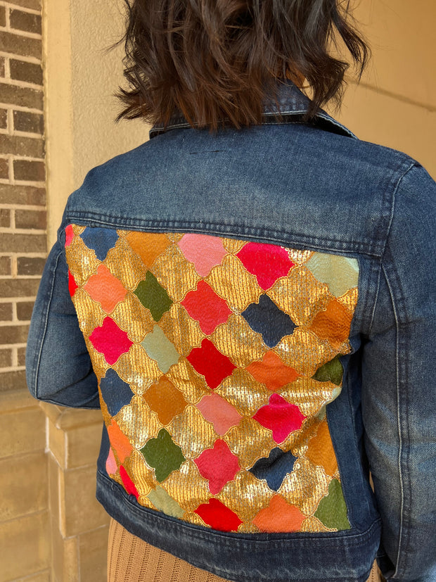 Layla Denim Jacket with Patchwork Hearts
