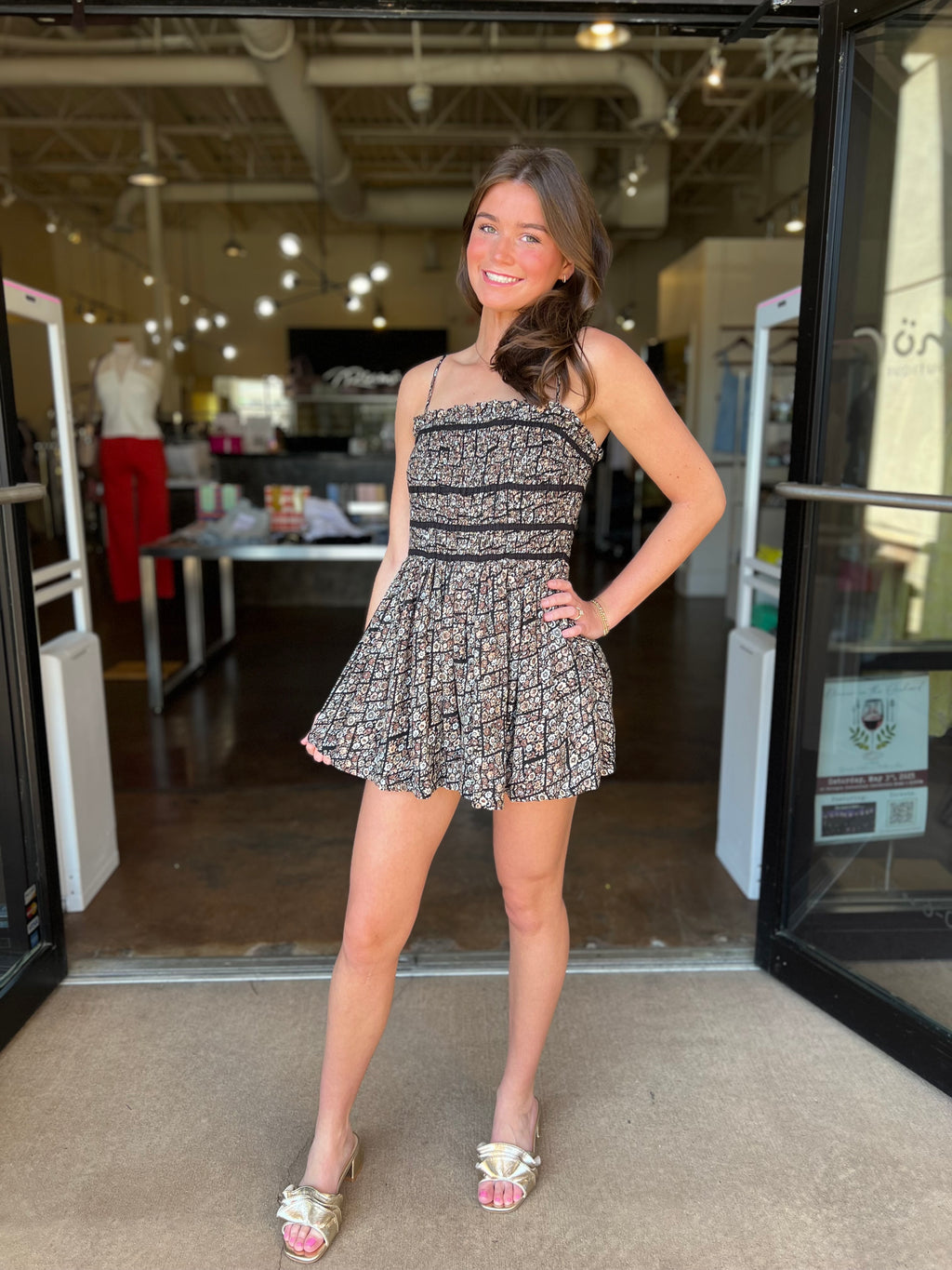 Bali Checked Out Printed Romper - Black Combo