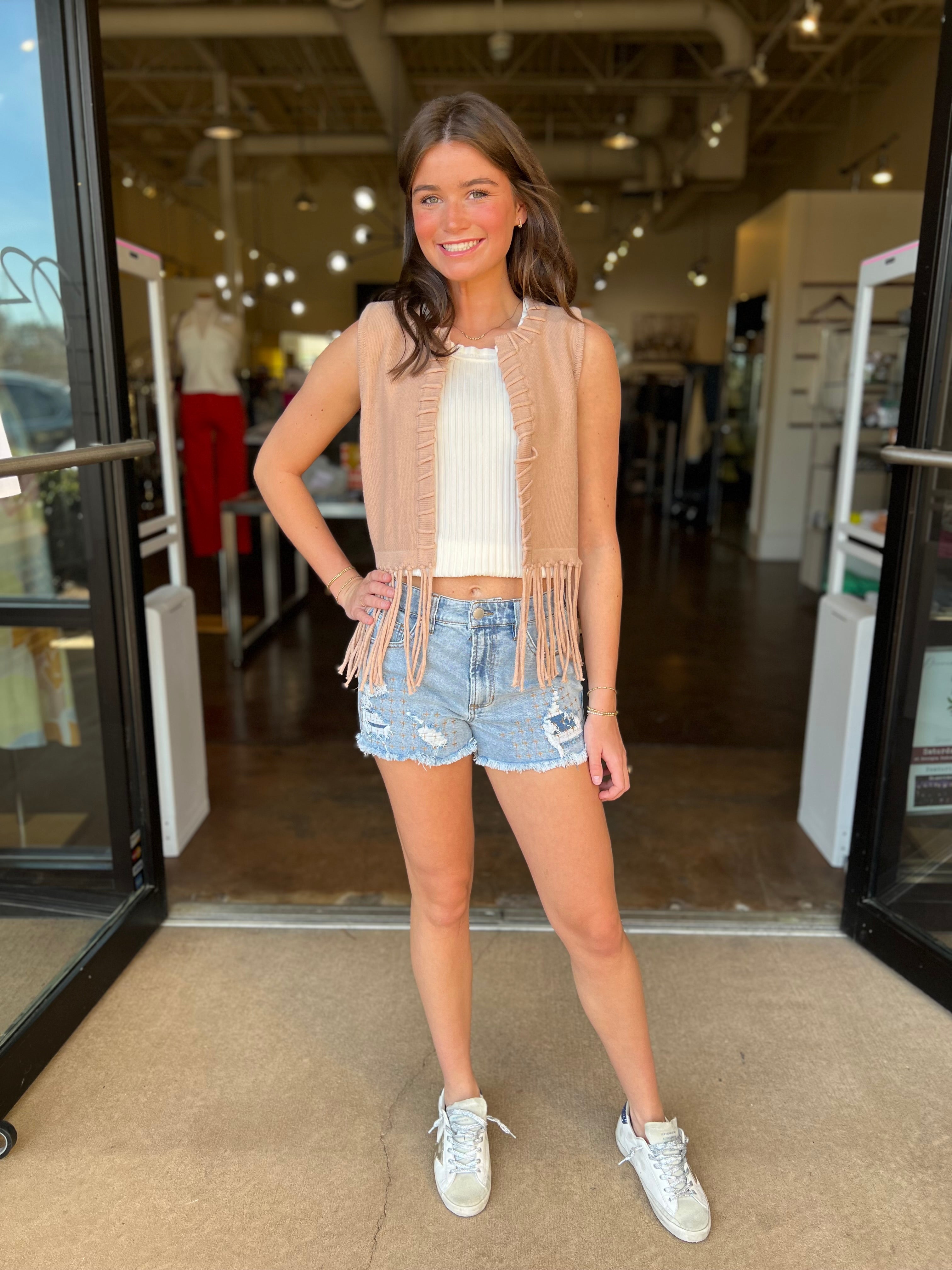 Sleeveless Ruffle Ribbed Top - Ivory