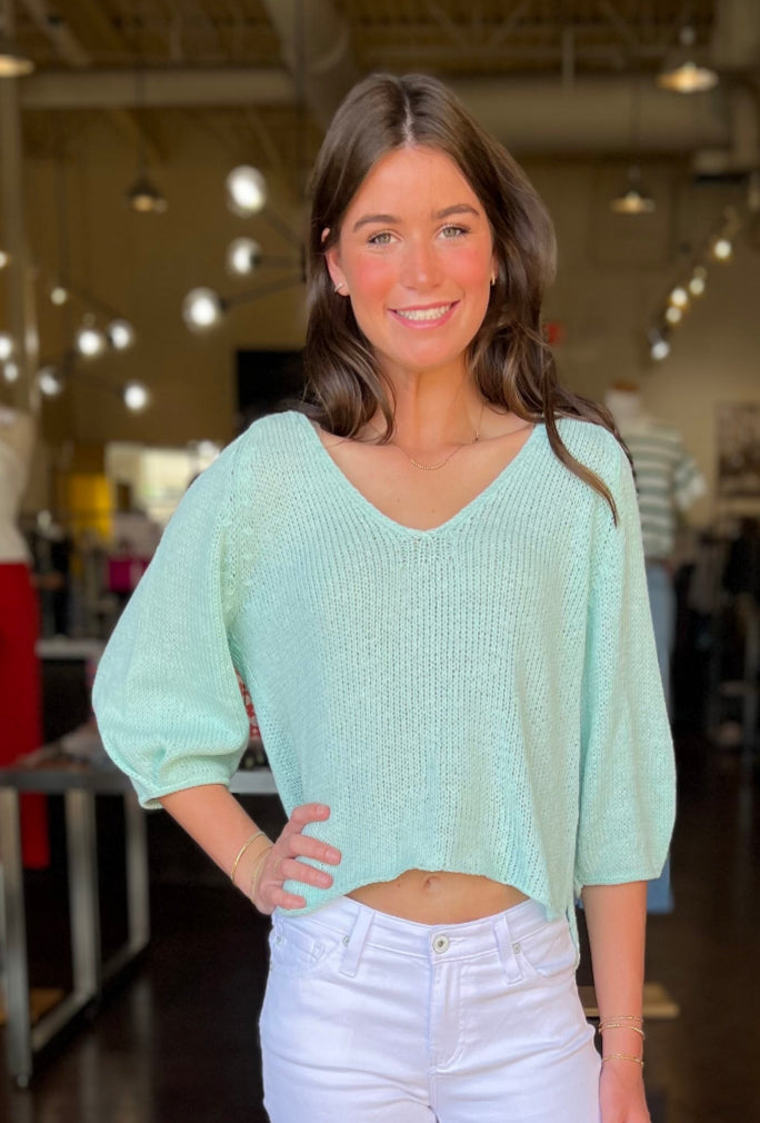 Helene 3/4 Sleeve Top - Mint