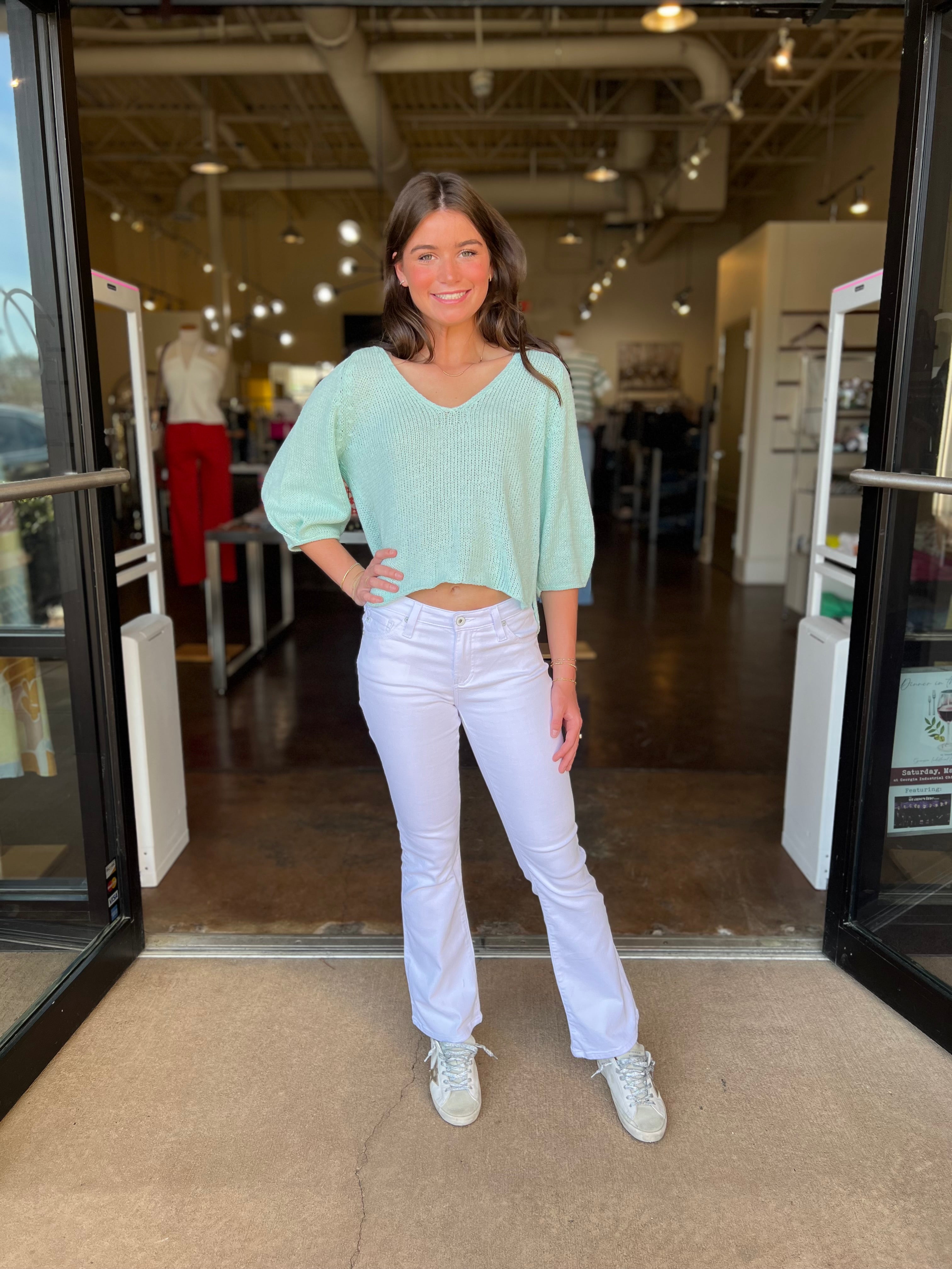 Helene 3/4 Sleeve Top - Mint