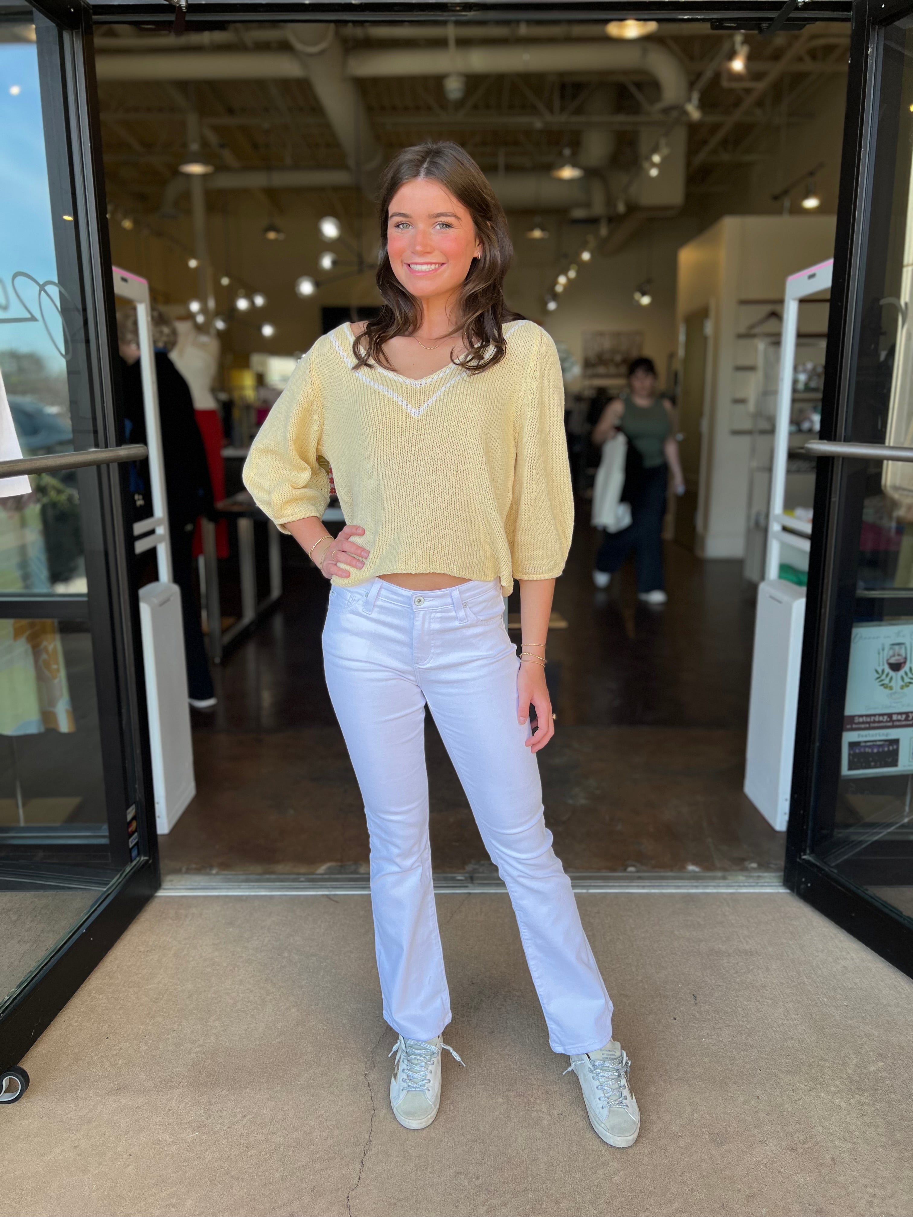 Alyson 3/4 Sleeve Top - Yellow