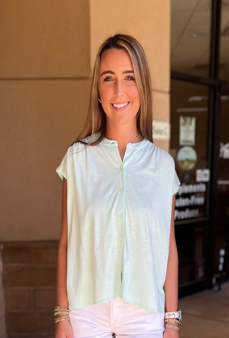 Relaxed Button Down Tee - Aquamarine