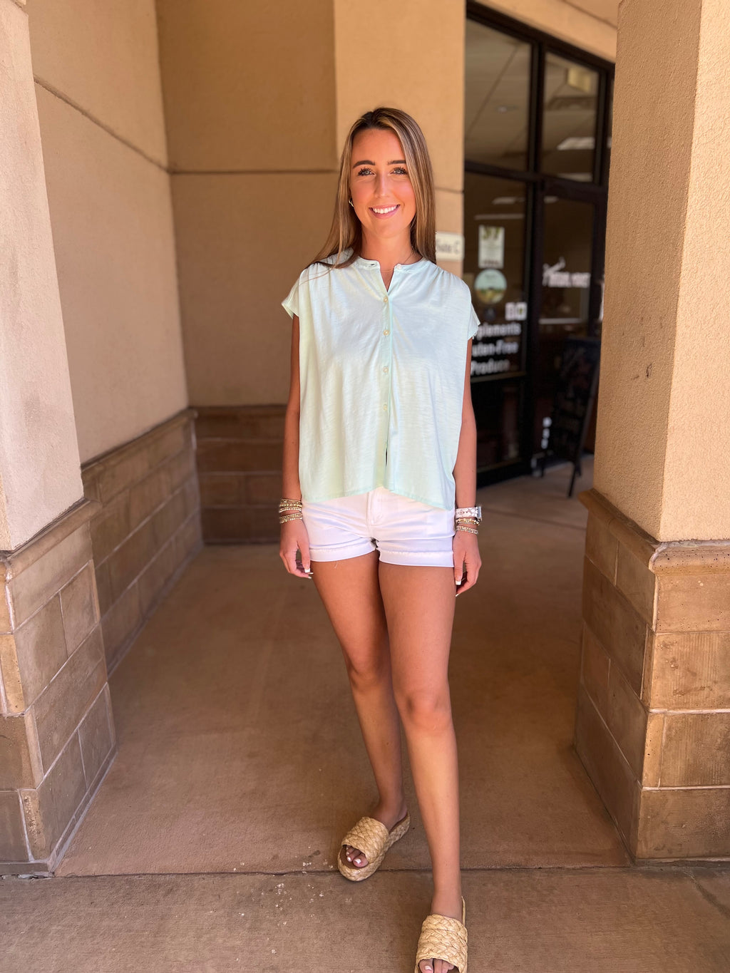 Relaxed Button Down Tee - Aquamarine