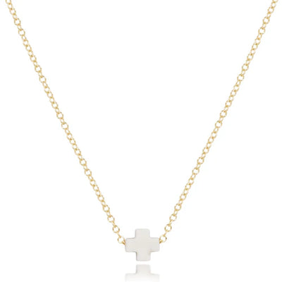 16" Necklace Gold - Signature Cross Small Off-White