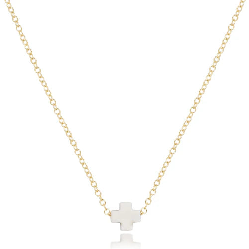 16" Necklace Gold - Signature Cross Small Off-White