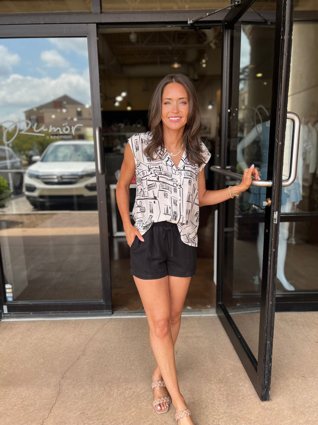 Ruffle Waist Short - Black