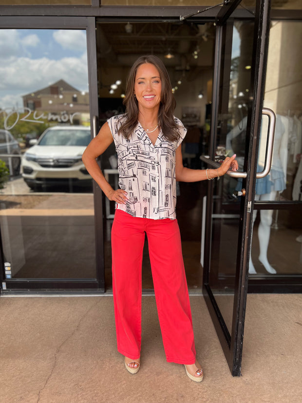 Highland Wide Leg Pant - Cayenne
