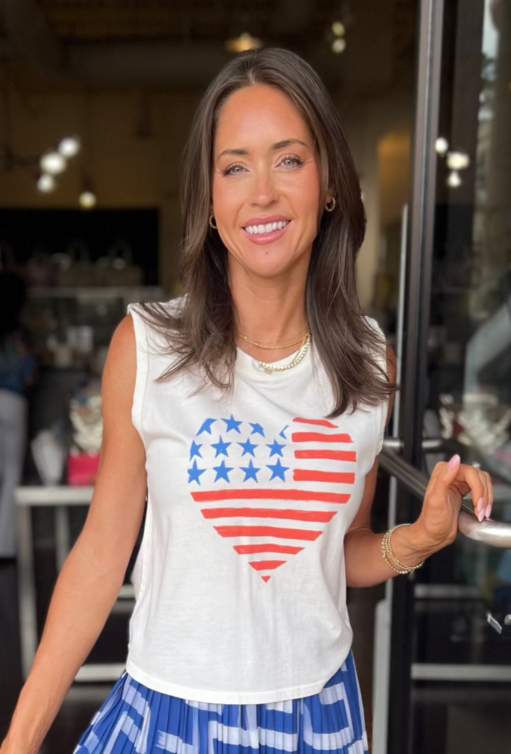 Stars and Stripes Tank - Sea Salt