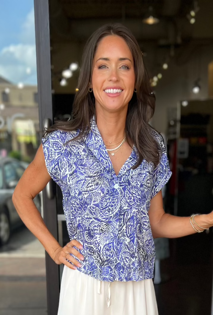 Cruz Printed Short Sleeve Top - Paisley