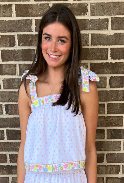 Luca Embroidered Top - Floral Pastel