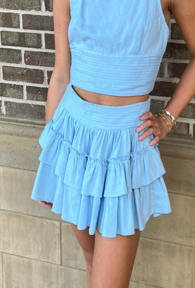 Pisa Pleated Skirt - Blue Aura