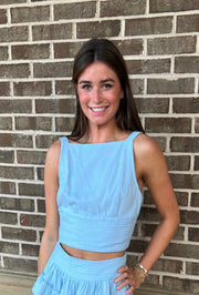 Pisa Pleated Skirt - Blue Aura