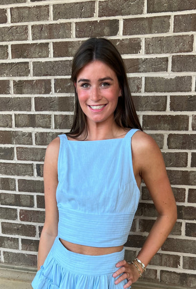 Bella Bow Tank - Blue Aura
