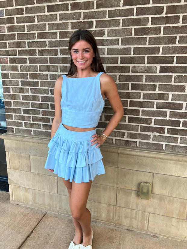 Bella Bow Tank - Blue Aura