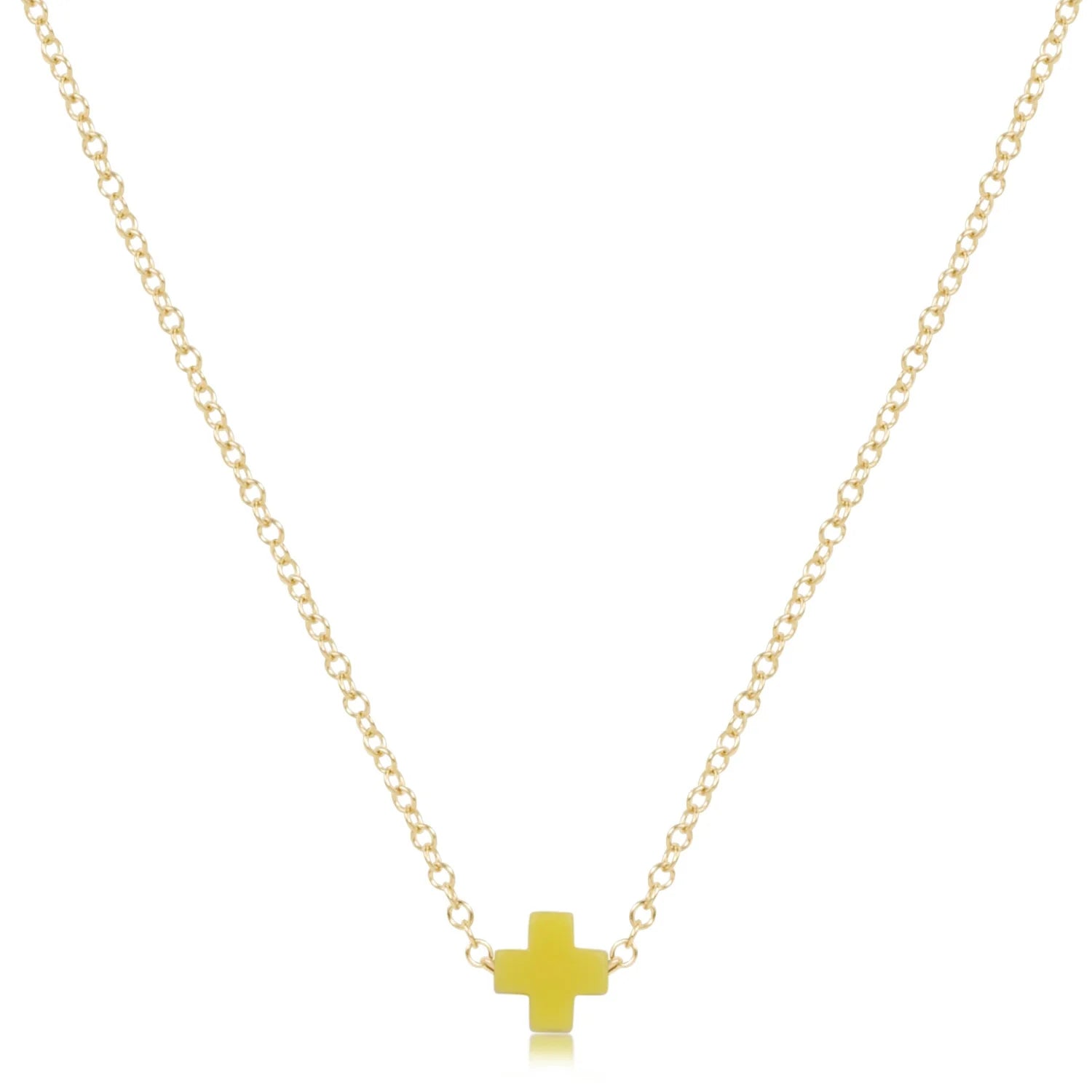 16" Necklace Gold - Signature Cross Small Canary
