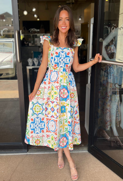 Nicola Ruffle Dress - Sicilian