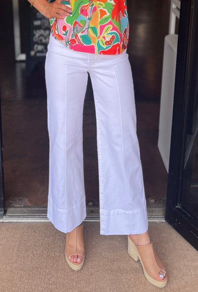 Meg High Rise Pin Tuck Hem - Optic White