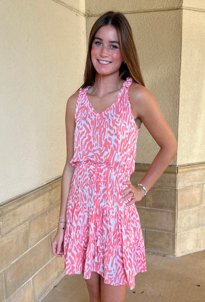 Caitlyn Dress - Coral Zebra