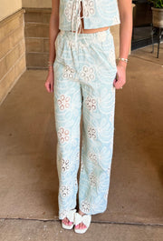 Eyelet Embroidered Pant - Green