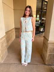 Eyelet Embroidered Pant - Green