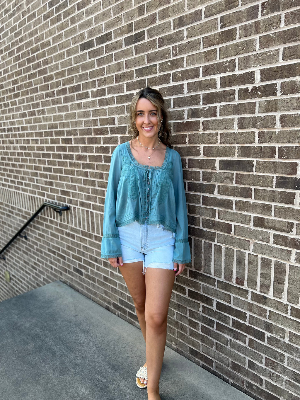 Long Sleeve Evermore Top - Mineral Blue