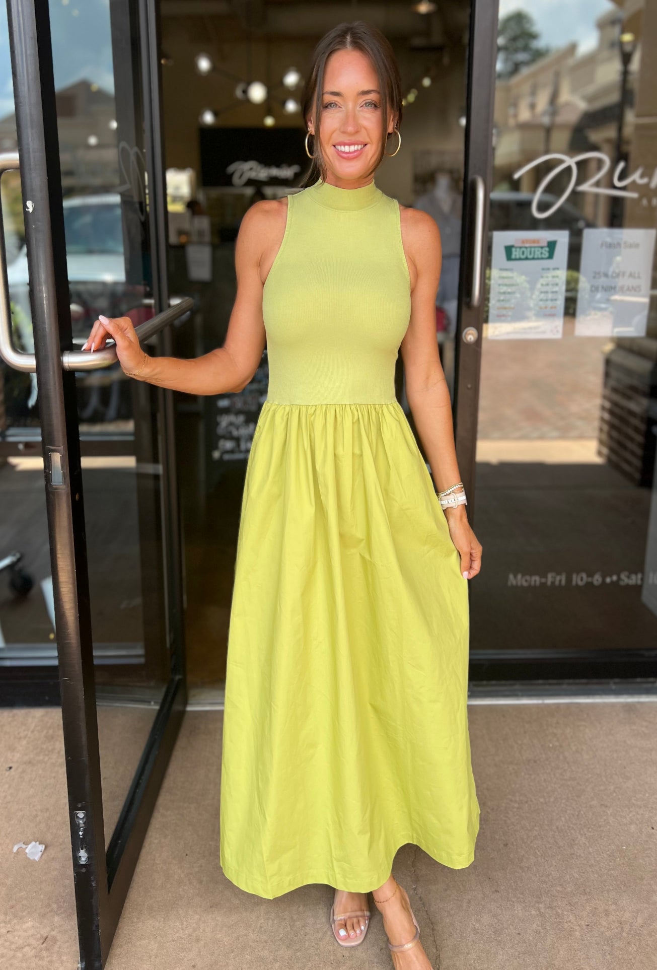 Solid Mock Neck Dress - Citrine