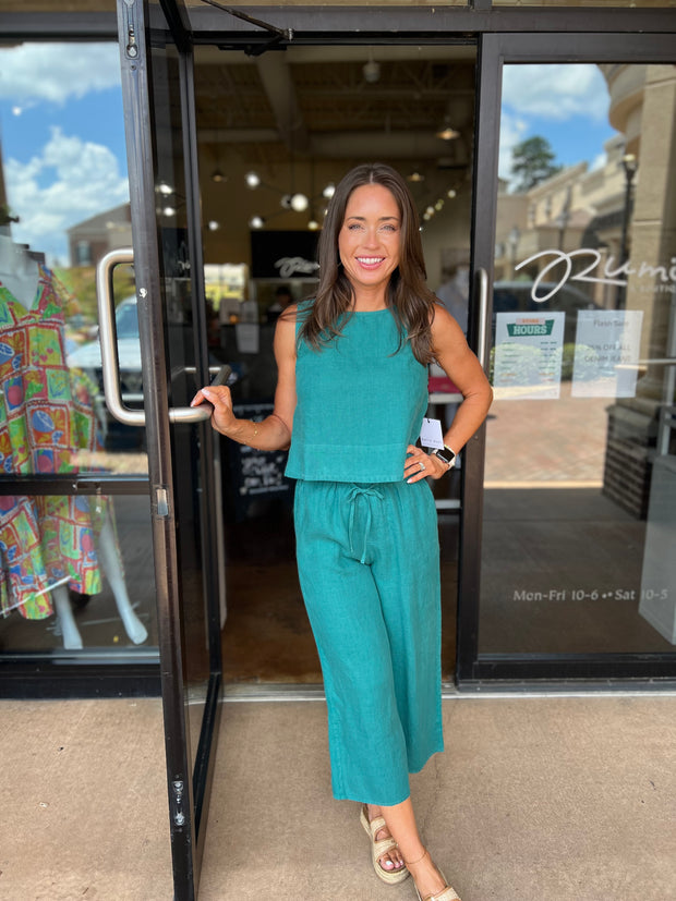 Sleeveless Boat Neck - Teal Green