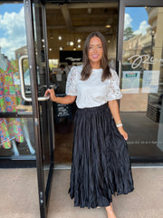 Crinkle Midi Skirt - Black
