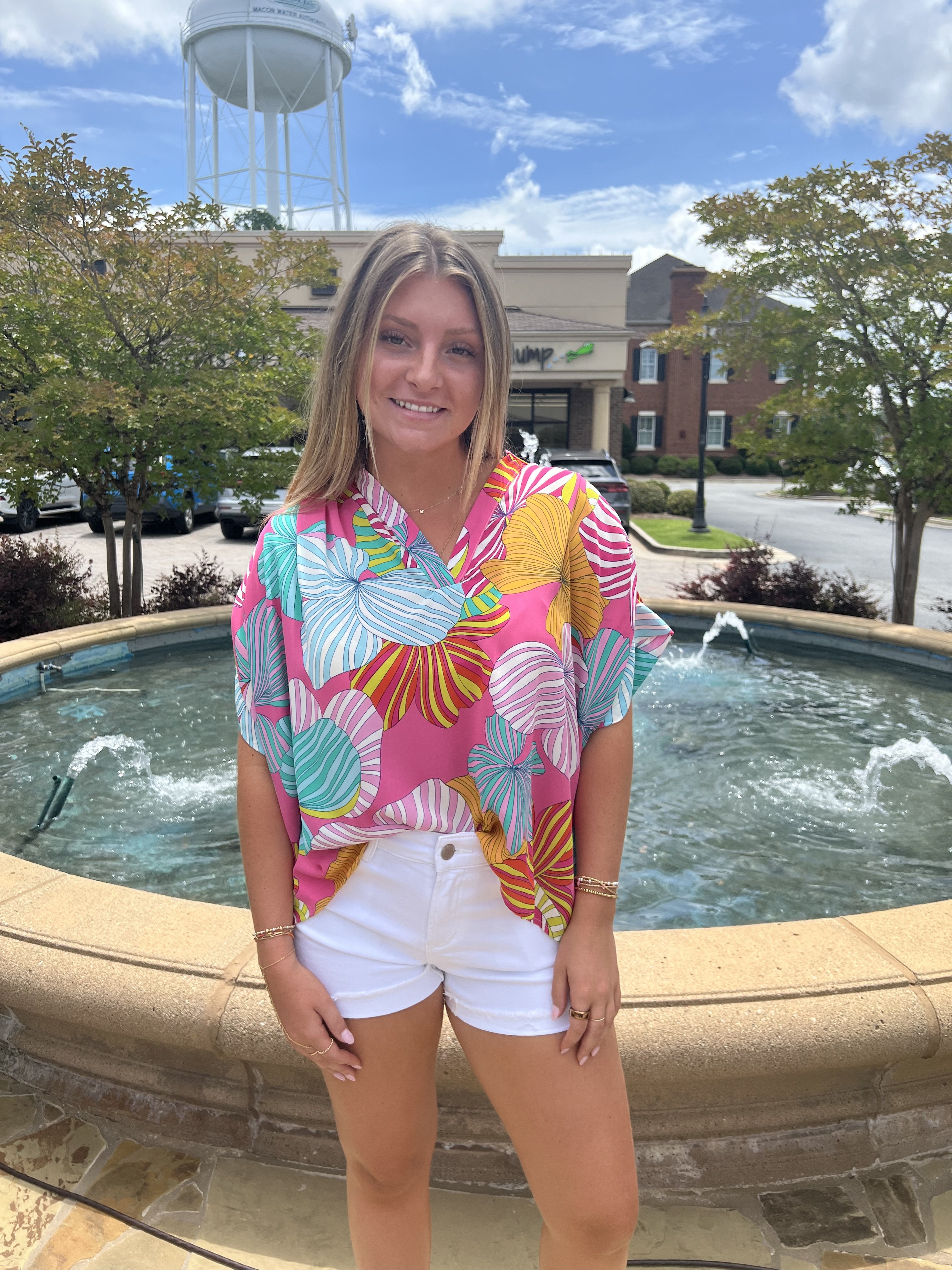 Emerson Placket Shirred Top - Dance With Me