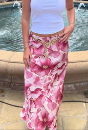 Cherry Blossom Print Skirt - Blush