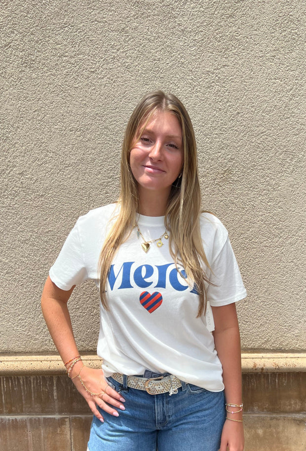 Merci Boyfriend Tee - Sea Salt