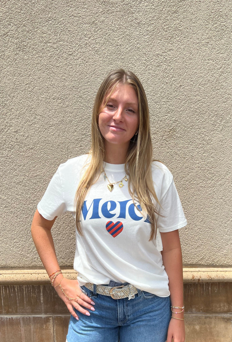 Merci Boyfriend Tee - Sea Salt